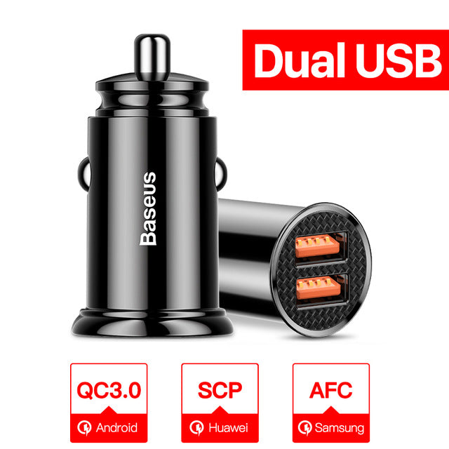 Baseus Quick Charge 4.0 3.0 USB Car Charger For Xiaomi mi 9 Huawei P30 Pro QC4.0 QC3.0 QC 5A Fast PD Car Charging Phone Charger