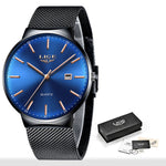 LIGE Fashion Top Luxury Brand Men Full Stainless Steel Mesh Strap Business Watches Mens Quartz Clock Men Watch Relogio Masculino