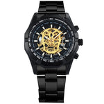 WINNER Classic Golden Skeleton Mechanical Watch Men Stainless Steel Strap Watches Top Brand Luxury Vip Drop Shipping Wholesale