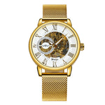 WINNER Classic Golden Skeleton Mechanical Watch Men Stainless Steel Strap Watches Top Brand Luxury Vip Drop Shipping Wholesale