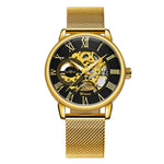 WINNER Classic Golden Skeleton Mechanical Watch Men Stainless Steel Strap Watches Top Brand Luxury Vip Drop Shipping Wholesale