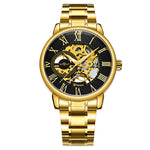 WINNER Classic Golden Skeleton Mechanical Watch Men Stainless Steel Strap Watches Top Brand Luxury Vip Drop Shipping Wholesale
