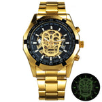 WINNER Classic Golden Skeleton Mechanical Watch Men Stainless Steel Strap Watches Top Brand Luxury Vip Drop Shipping Wholesale